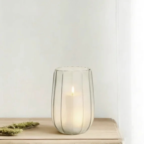 Better Homes & Gardens Fluted Glass Hurricane Candle Holder - Elegant Frosted Finish for Home Dec... | Walmart (US)