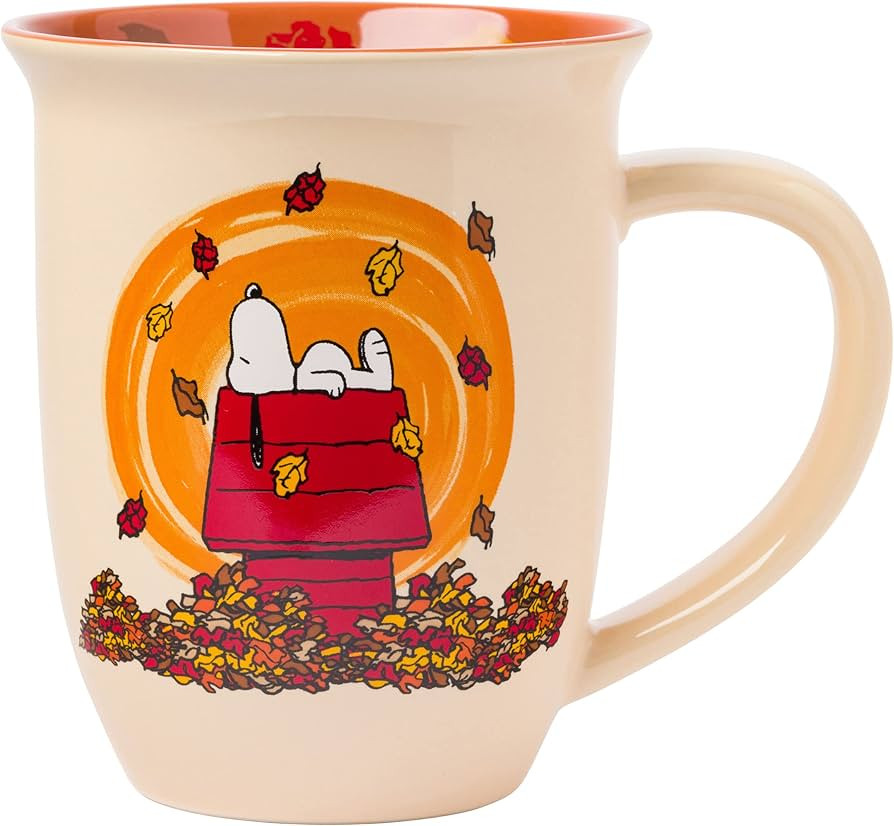 Silver Buffalo Peanuts Snoopy Fall Leaf, Wide Rim Ceramic Mug, 16oz | Amazon (US)