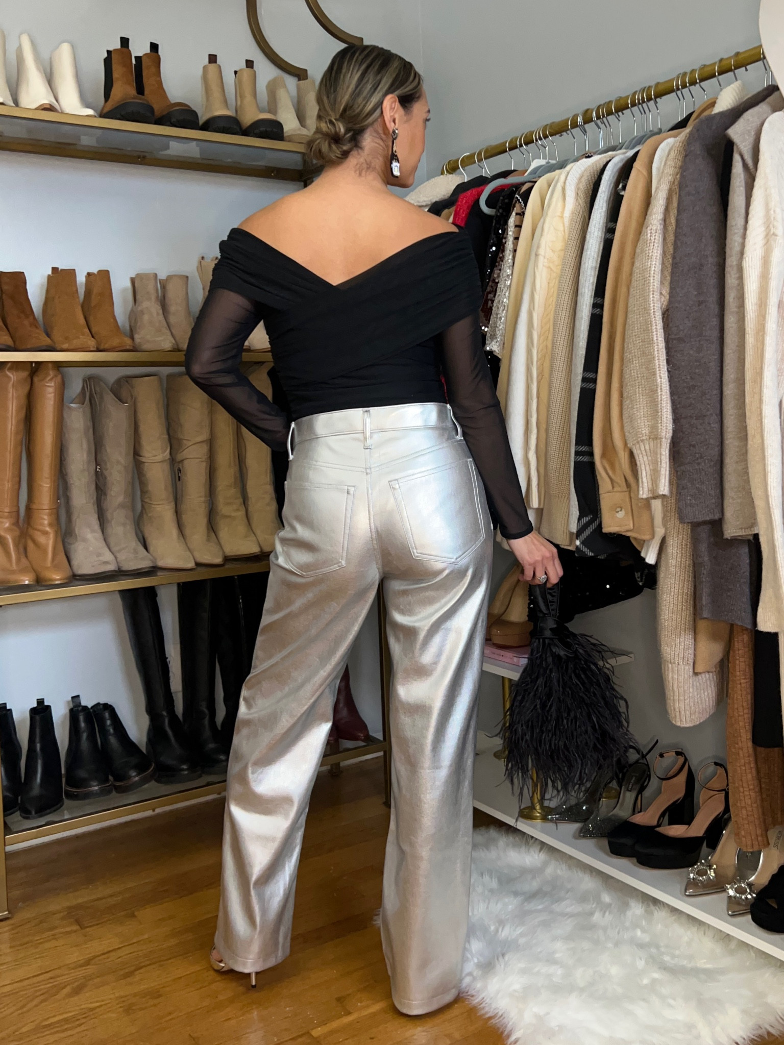 Bodysuit and metallic silver pants outfit  

#LTKHoliday #LTKsalealert #LTKfindsunder100