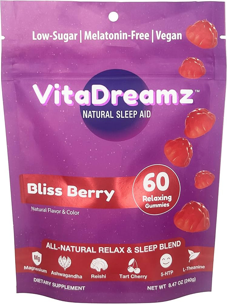 Bliss Berry Magnesium Relax & Sleep Gummies with Ashwagandha, Reishi, Tart Cherry, 5-HTP, L-Thean... | Amazon (US)