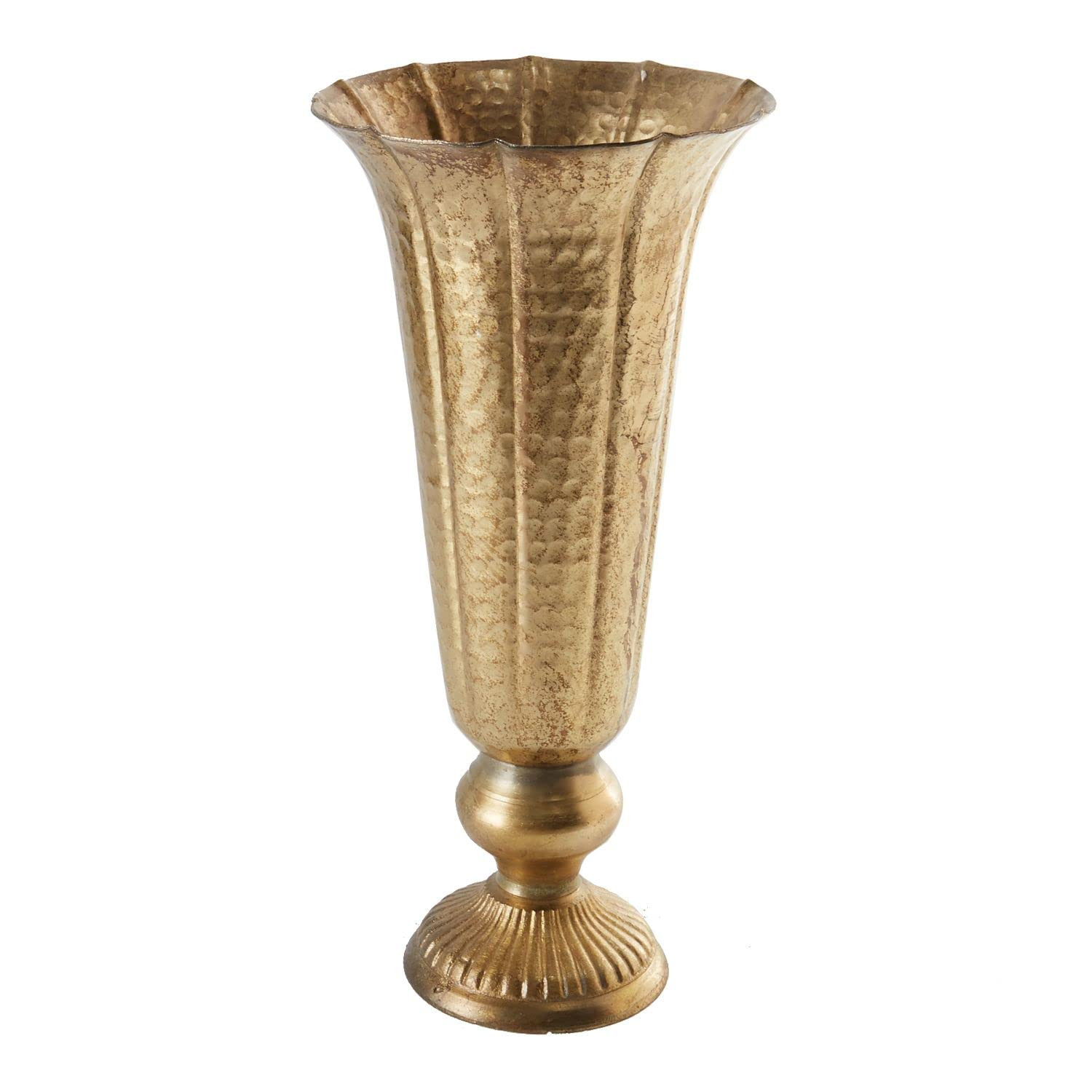 Distressed Gold Metal Compote Bowl | Gold Compote Vase l Lita Metal Vase l Indoor and Outdoor Com... | Amazon (US)