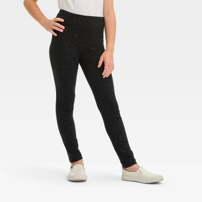 Girls' Sparkle Leggings - Cat & Jack™ Black XL: High Rise, Skinny Leg, Stretch, Shrink-Resistant | Target