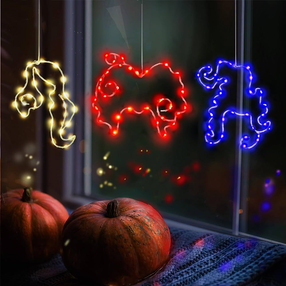 Halloween Decorations, Halloween Window Lights 3 Pack Hocus Pocus Lights 8 Light Modes Remote, Batte | Amazon (US)