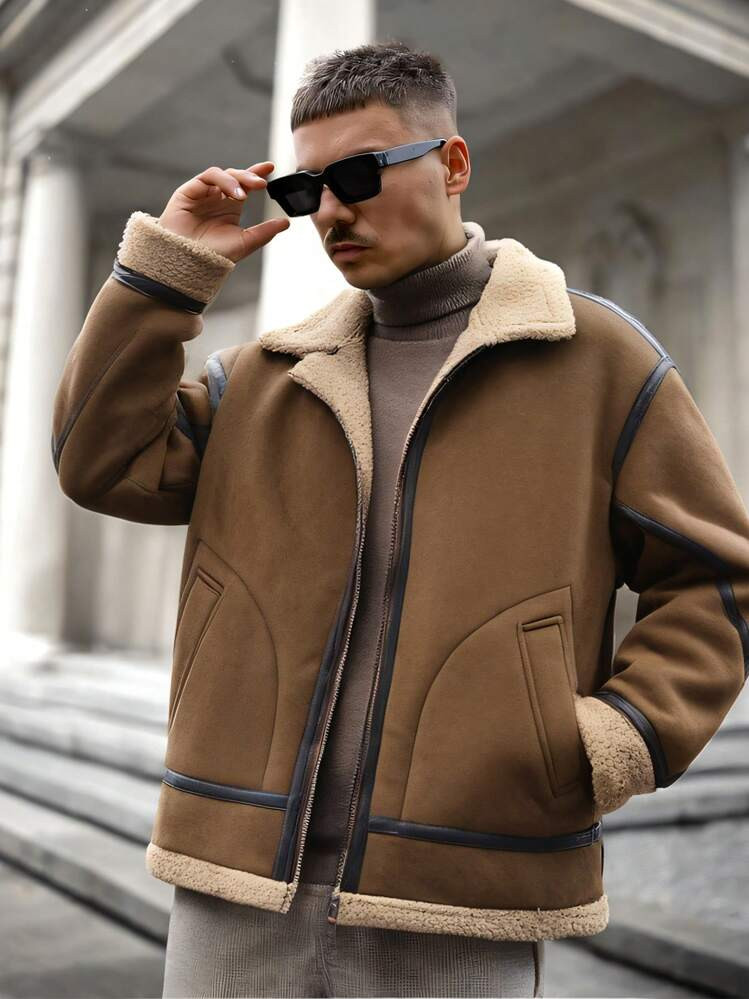 Men's Casual Loose Thick Plus Fleece Thick Warm Jacket Coat | SHEIN