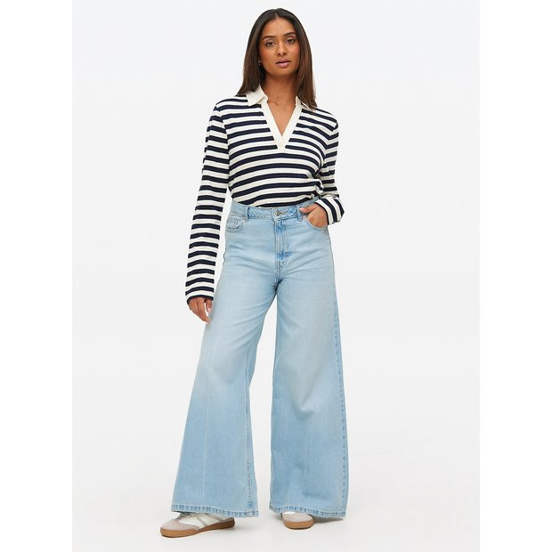 Dark Rinse Flared Palazzo Denim Jeans 22R | Tu Clothing