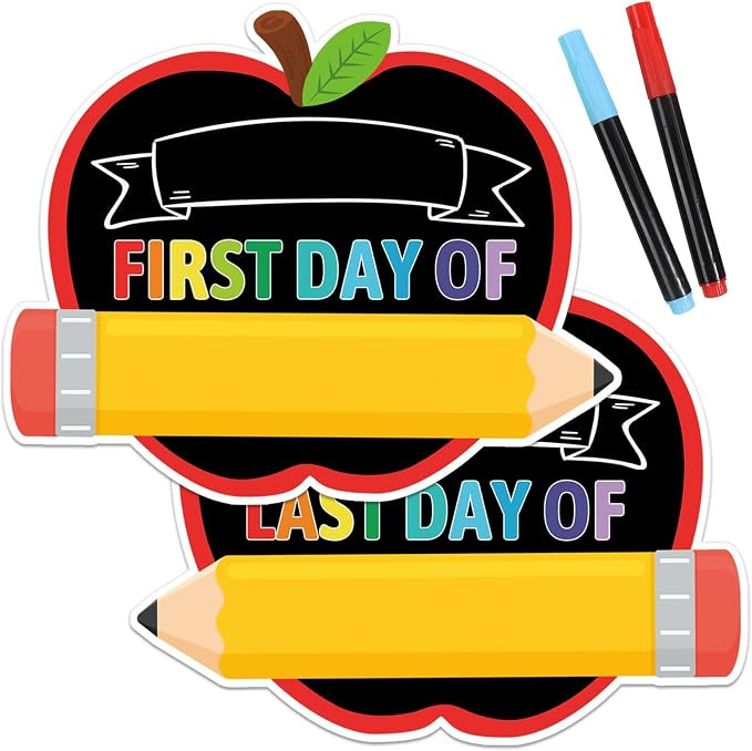 JUESMOS First and Last Day of School Chalkboard, 9.5"x11.8" Double Sided Pencil Back to School Si... | Amazon (US)