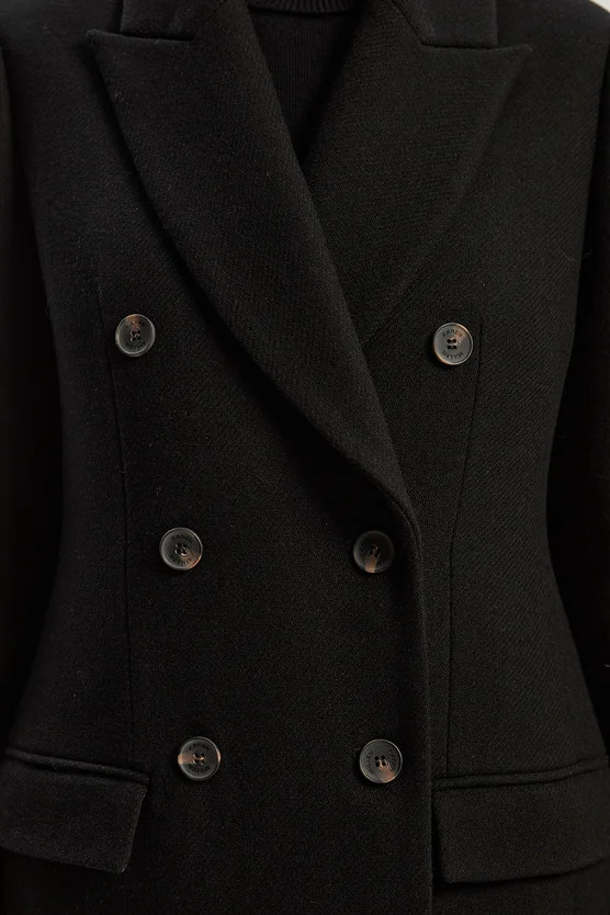Wool Double Breasted Tailored Midi Coat | Karen Millen UK + IE + DE + NL