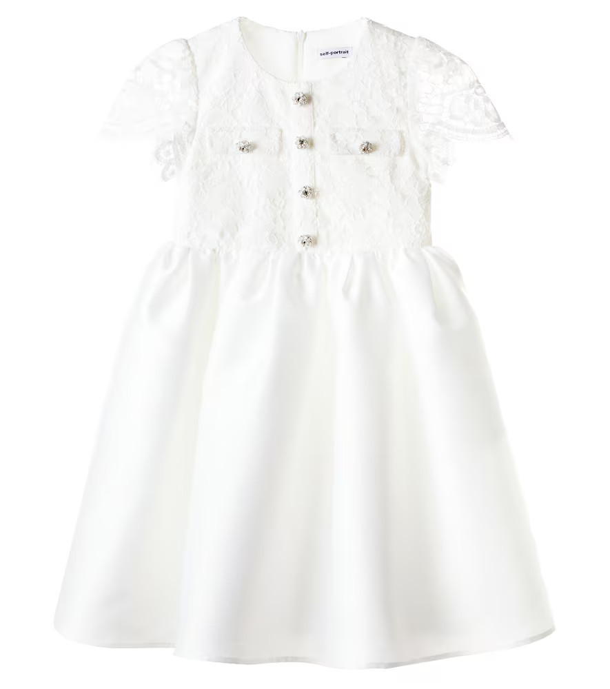Self-Portrait Kids Embellished lace taffeta dress | Mytheresa (US/CA)