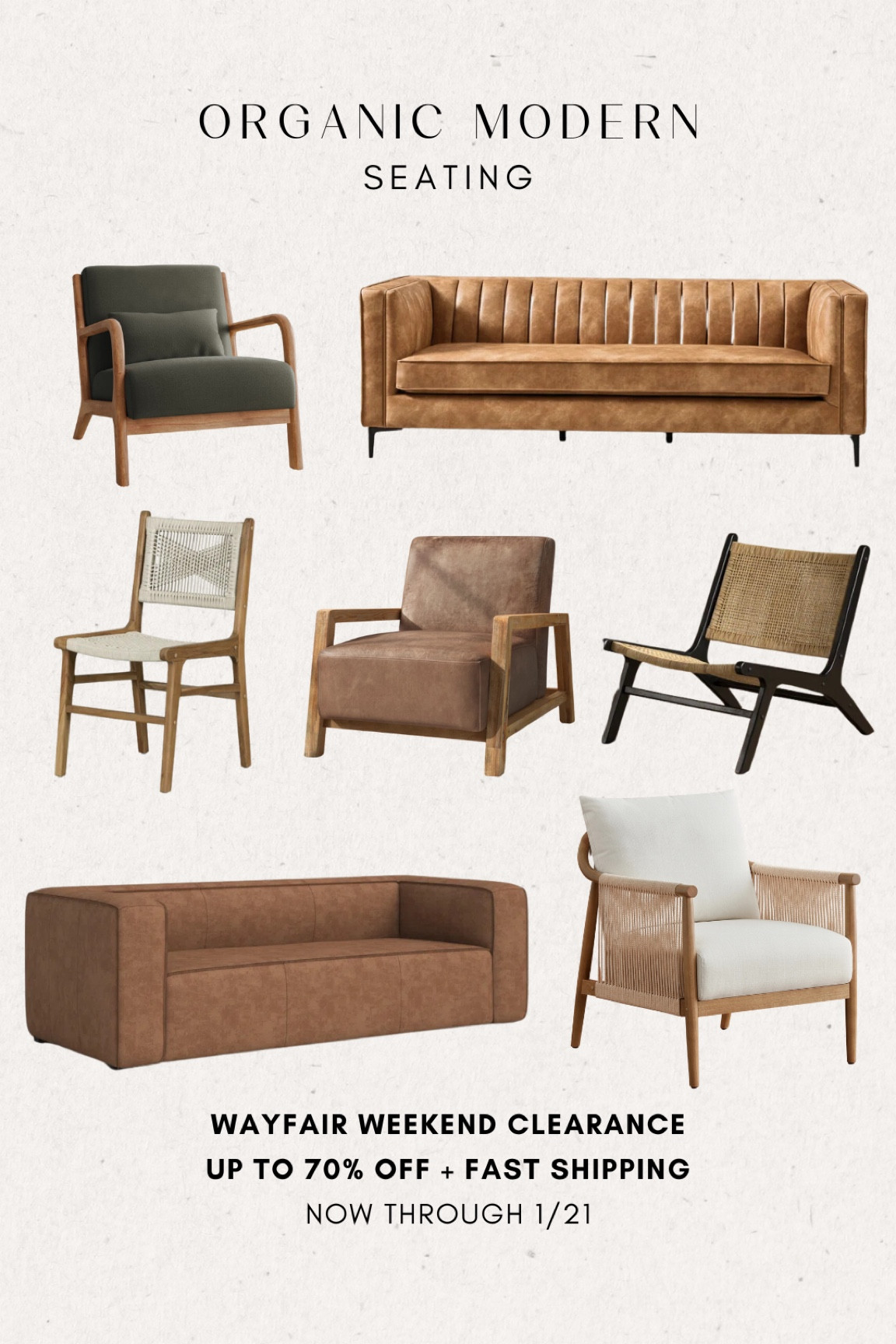 Shop these organic modern chairs and sofas during Wayfair’s Weekend Clearance for up to 70% off and fast shipping!

@wayfair #wayfair #wayfairpartner 

#LTKSaleAlert #LTKHome