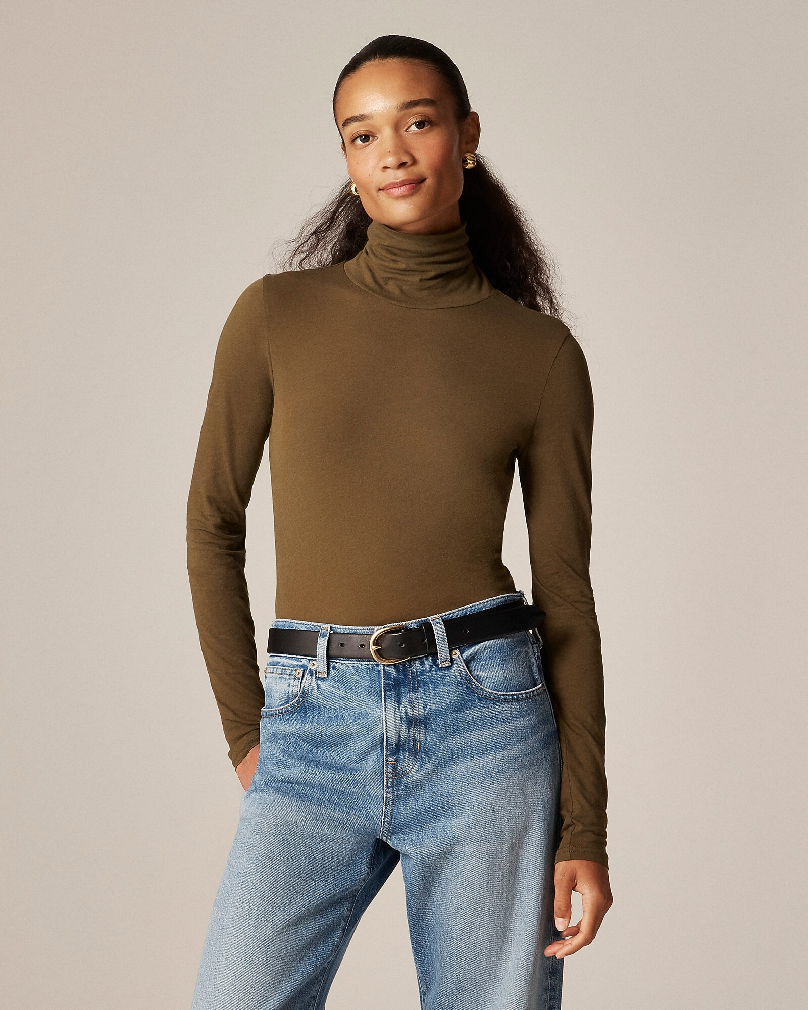 Feather jersey turtleneck | J. Crew US