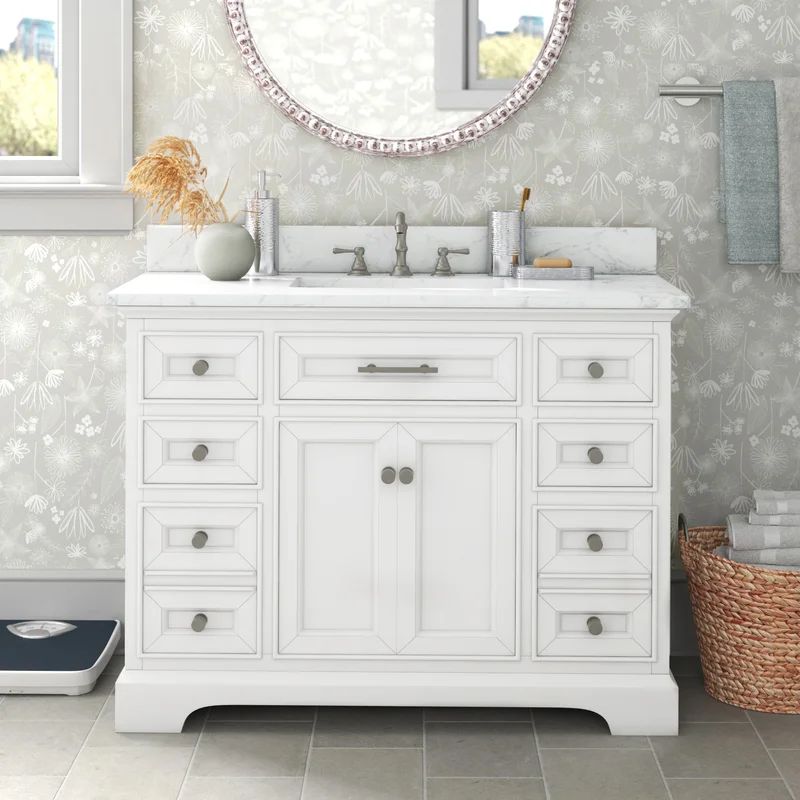 Currahee 42'' Free-standing Single Bathroom Vanity with Engineered Stone Vanity Top | Wayfair North America