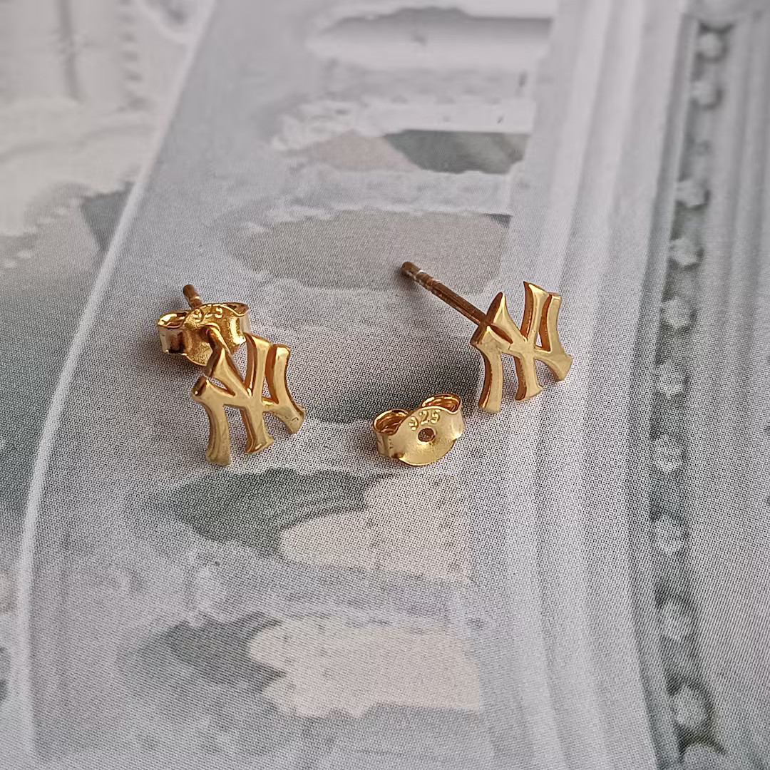 NY Stud Earrings , Yankees Earrings, Baseball Earrings ,sports Jewelry, NY Jewelry, Baseball Love... | Etsy (US)