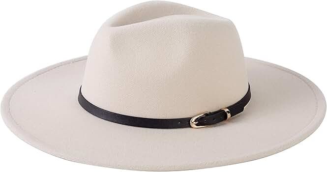 nakiwi Women’s Fedora Hat Summer Wear with Wide Brim and Belt Buckle, Soft Panama Felt Boho Hat... | Amazon (US)