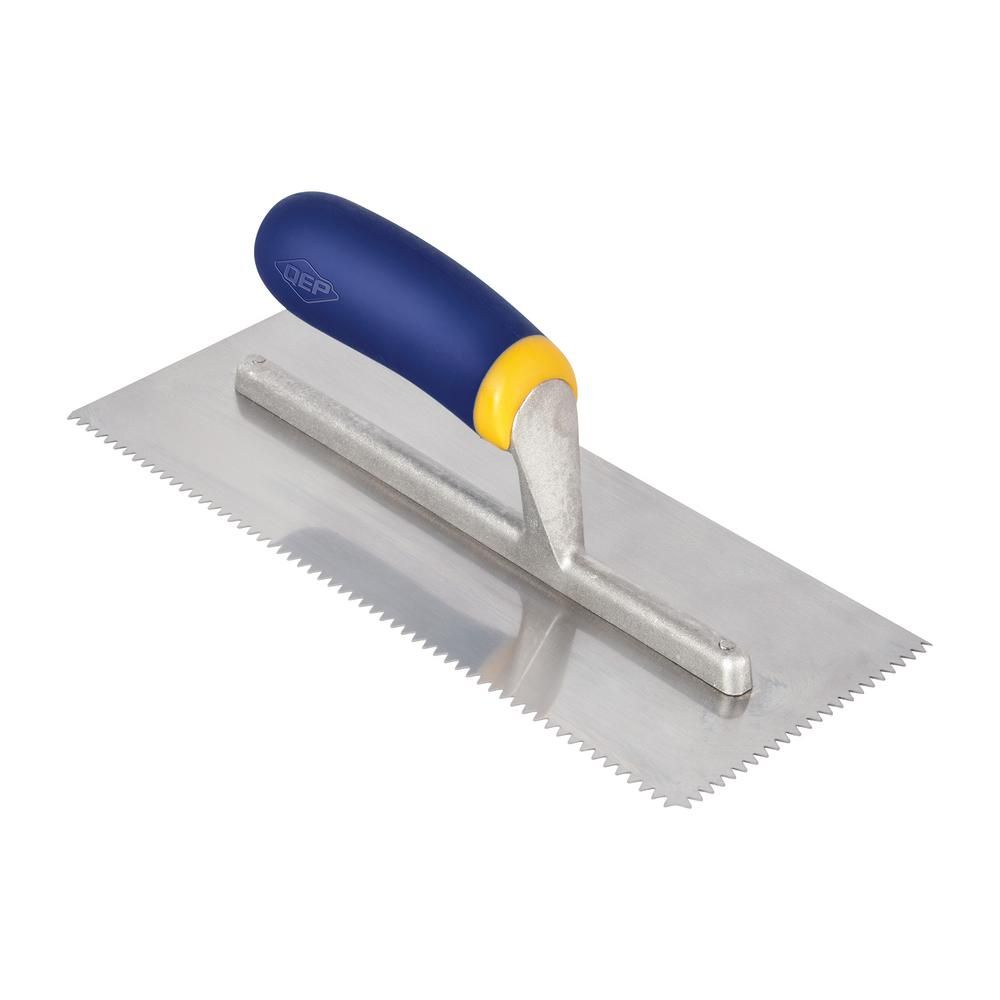 QEP 3/16 in. x 5/32 in. Comfort Grip Stainless Steel V-Notch Flooring Trowel-49917 - The Home Dep... | The Home Depot