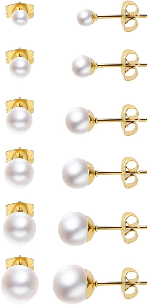 Dainty Pearl Stud Earrings | Amazon (US)