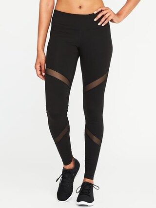 Mid-Rise Mesh-Panel Elevate Compression Leggings for Women | Old Navy US