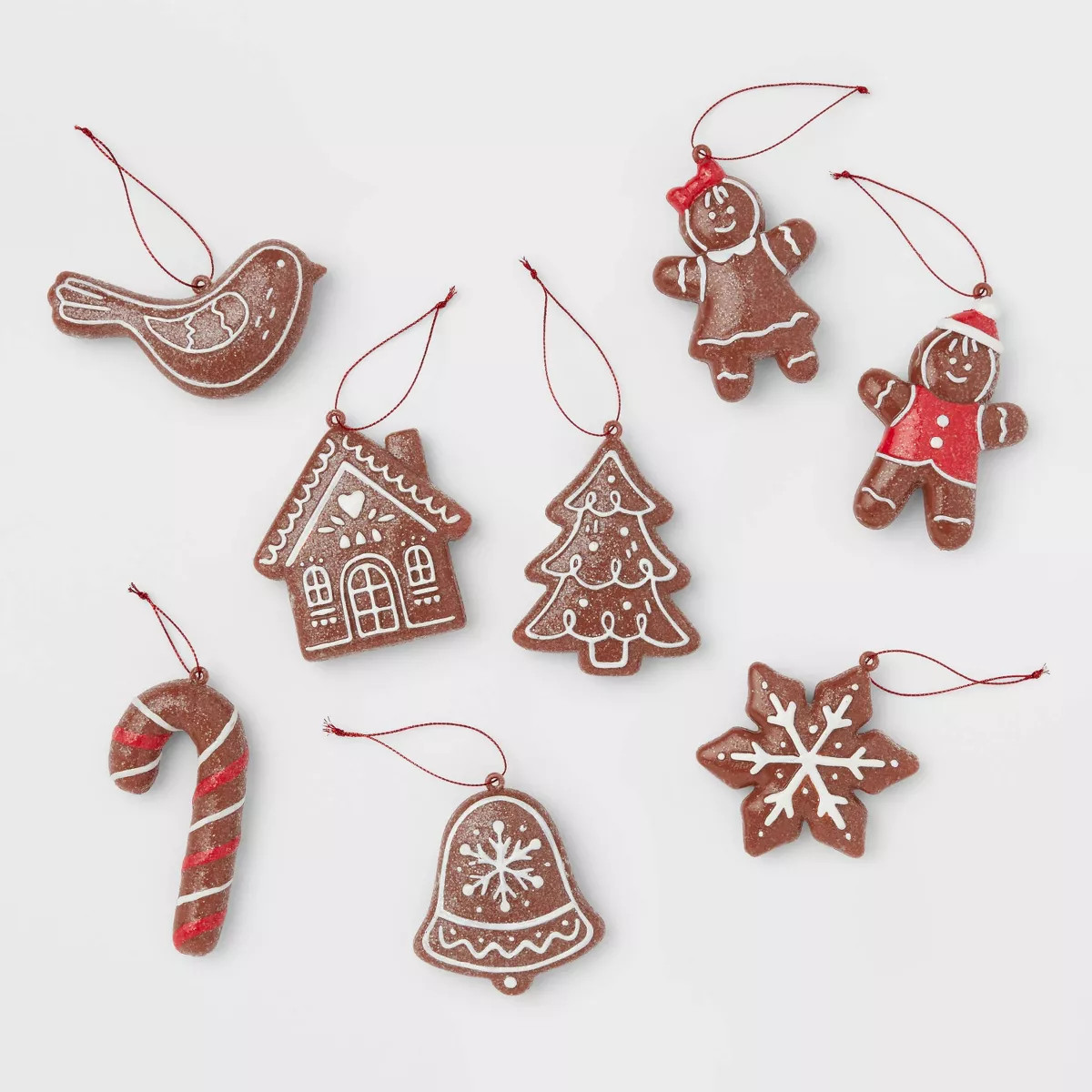 8pc Glittered Gingerbread Cookies Christmas Tree Ornament Set - Wondershop™ | Target