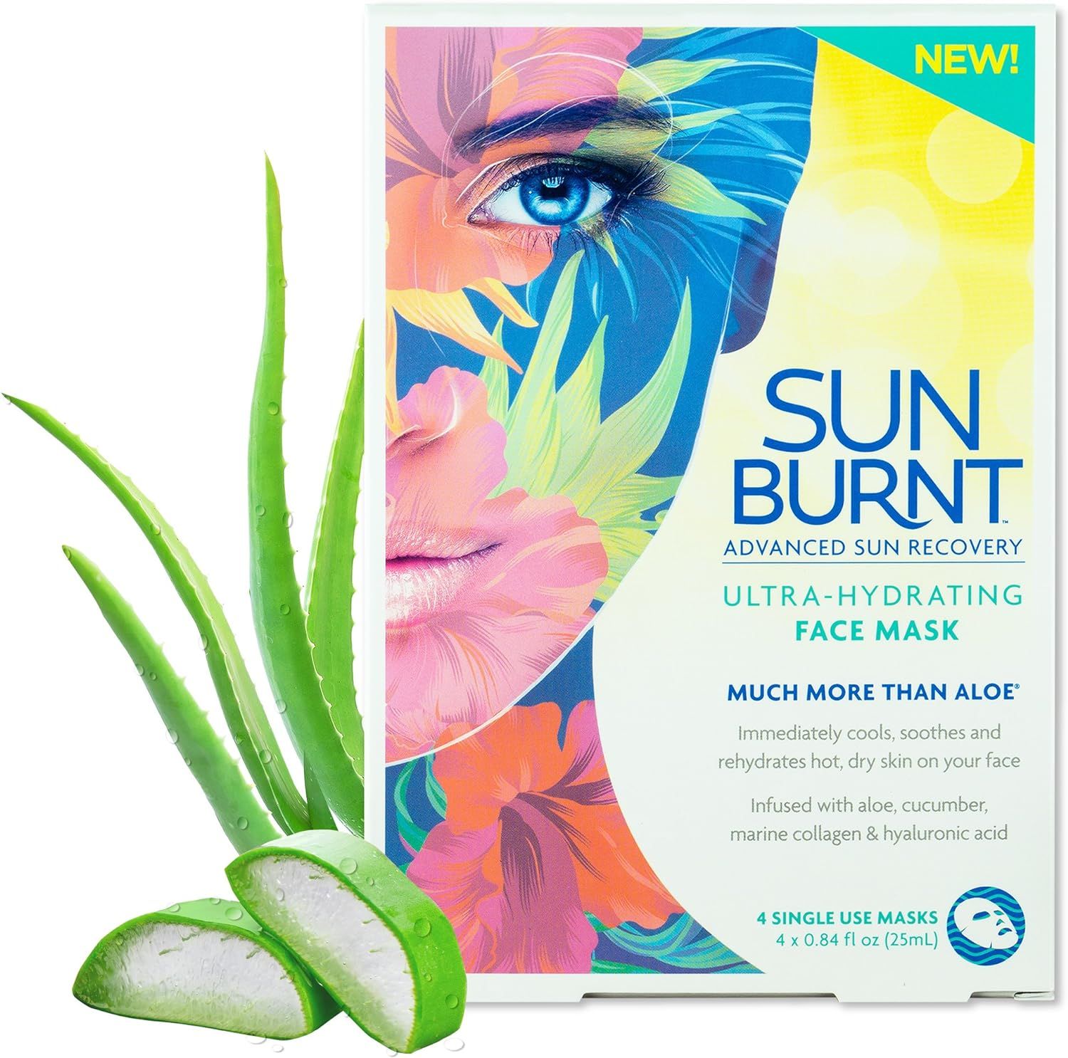Sunburnt Ultra-Hydrating Face Sheet Mask, Advanced Sun Recovery, Treat Dry Sun Damaged Skin, For Aft | Amazon (US)
