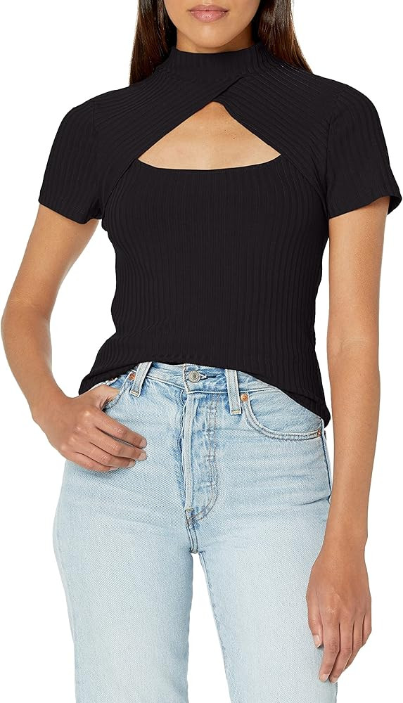 BCBGMAXAZRIA Women's Top with Short Sleeves and Cutouts | Amazon (US)