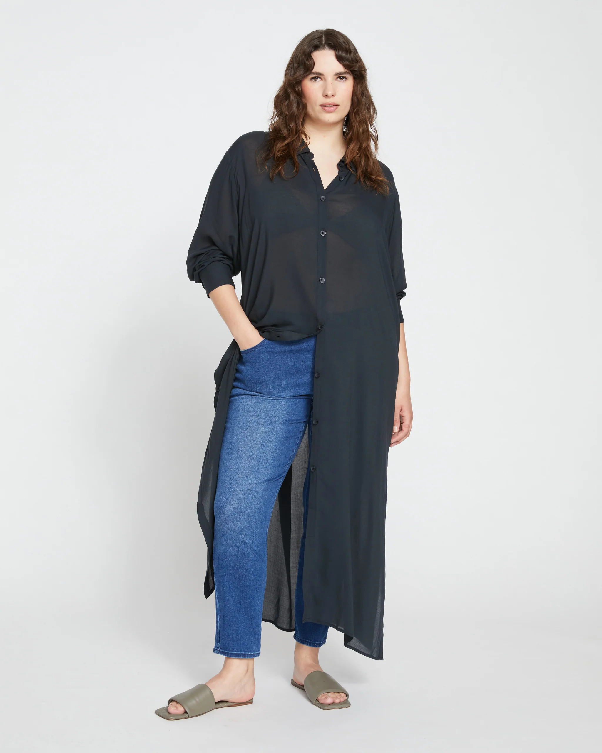 Nailah Button Down Tunic
   Black | Universal Standard