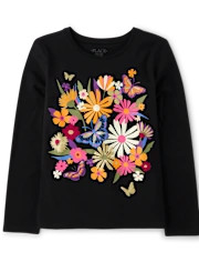 Girls Flowers Graphic Tee - black | The Children's Place