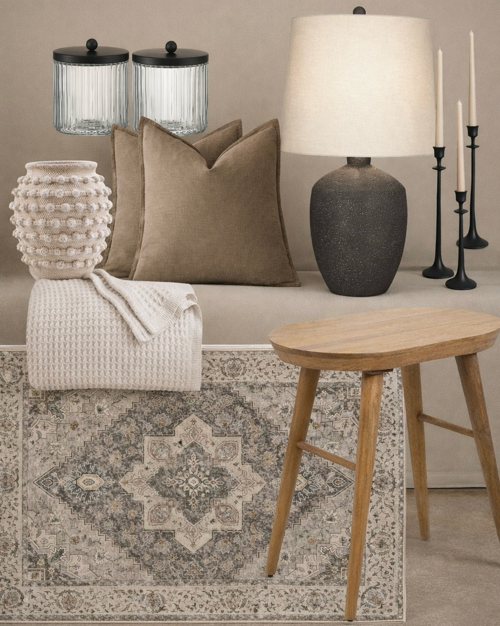 Neutral Amazon Finds 🤎
Follow @farmtotablecreations on Instagram for more home finds & styling inspo.

This cozy curation pulls together warm textures and timeless pieces—from the earthy throw pillows to the ribbed glass jars and that gorgeous vintage-inspired rug. These are the kind of Amazon finds that elevate any room without overpowering your space.

#amazonhome #amazonfinds #livingroomdecor #pillows #accenttable #rugs #homestyling #neutraldecor #candlesticks #homelighting #homeinspo #vintagerug #livingroomfurniture



#LTKSaleAlert #LTKHome