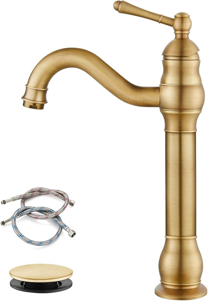 gotonovo Vessel Sink Faucet 360\u00b0 Swivel Spout Single Handle Tall Bathroom Faucet 1 Hole Farm... | Amazon (US)