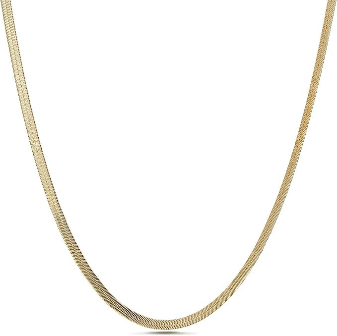 Nautica Men's Chain – Gold Tone Flat Link Herringbone Snake Chain Necklace for Women | Amazon (US)