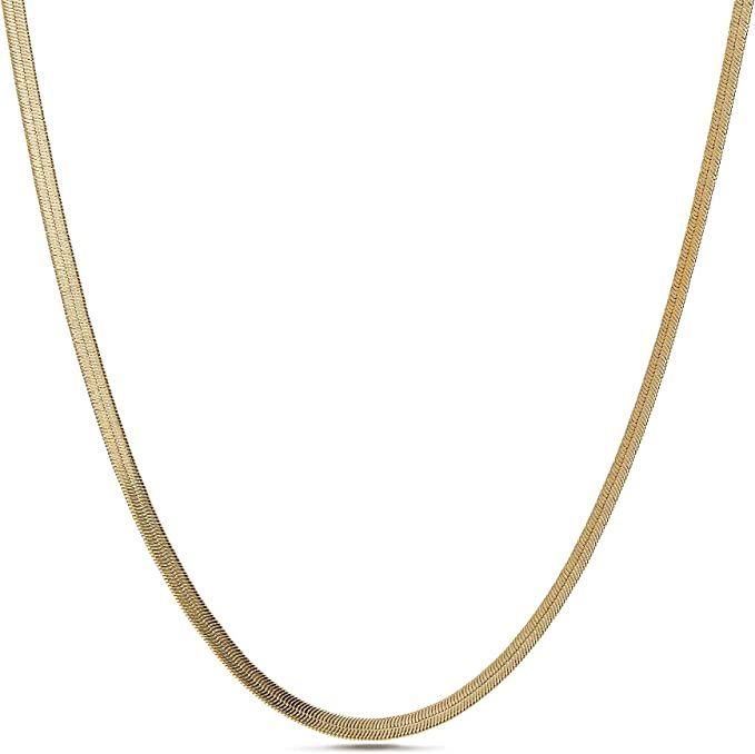 Nautica Men's Chain – Gold Tone Flat Link Herringbone Snake Chain Necklace for Women | Amazon (US)
