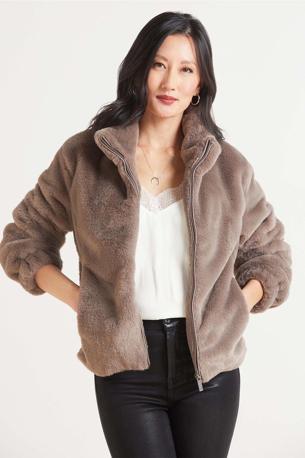 SANCTUARY Fur Zip Jacket | EVEREVE | Evereve