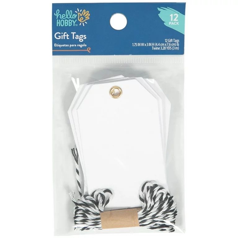 Hello Hobby Cardstock Blank Tags and Twine, Solid White, 12 count | Walmart (US)