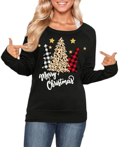 Christmas Women's Long Sleeves Crewneck Graphic Sweatshirt | Amazon (US)