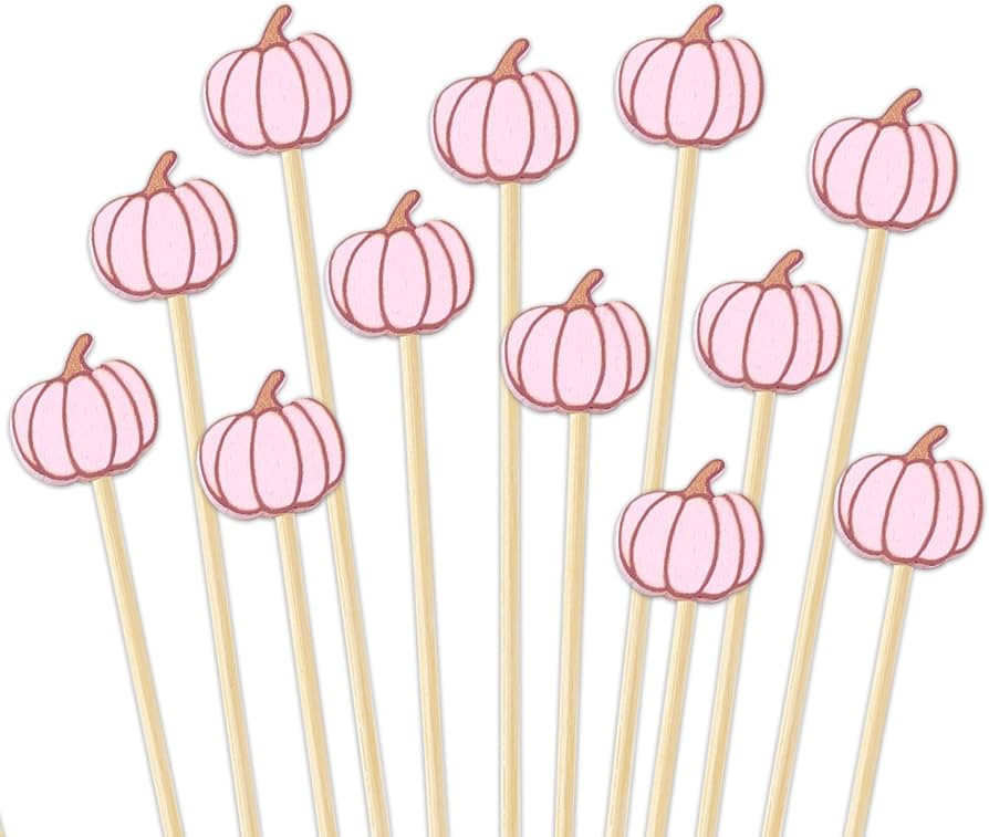 JarThenaAMCS 100Pcs Fall Cocktail Picks Pink Pumpkin Toothpicks Cute Long Food Appetizer Skewers ... | Amazon (US)