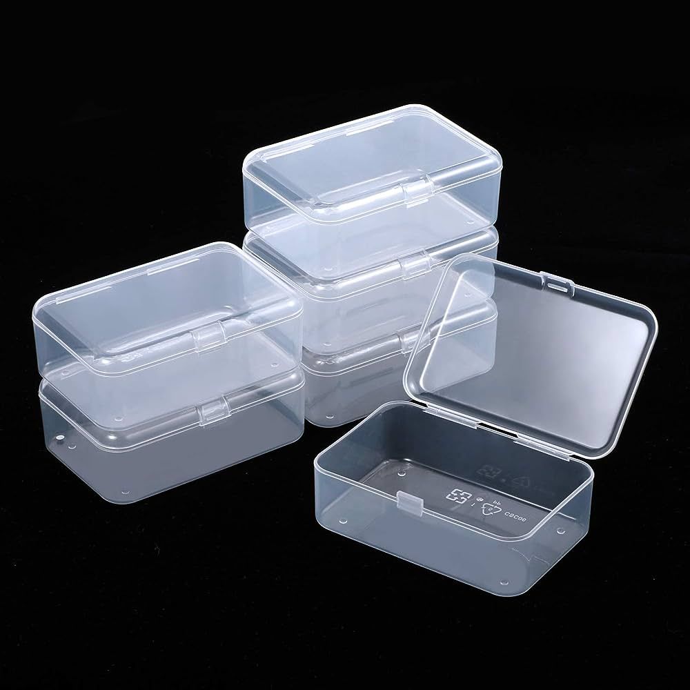ISKYBOB 6 Packs Small Plastic Storage Containers, Clear Rectangle Bead Organizer Case with Lids f... | Amazon (US)