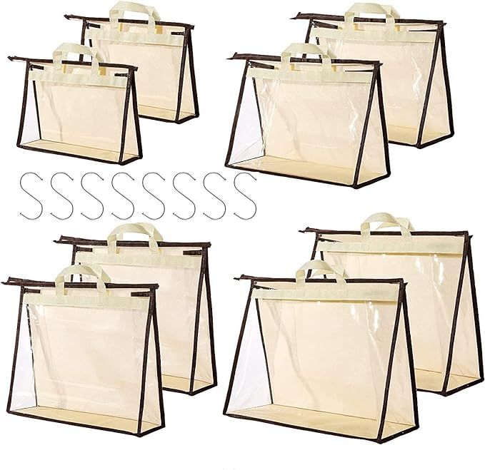 CINPIUK 8 Pack Handbag Dust Bags Clear Purse Storage Organizer for Closet, Hanging Zipper Storage... | Amazon (US)