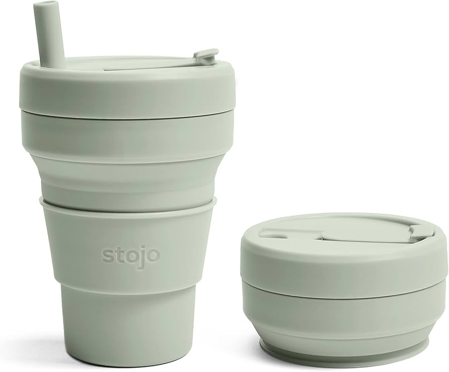 Amazon.com: STOJO Jr Collapsible Travel Cup with Straw for Kids - Sage Green, 8oz / 250ml - Leak-... | Amazon (US)