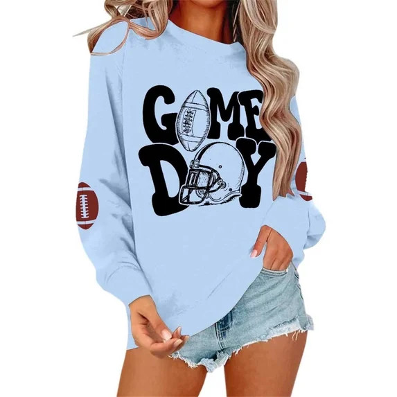 Ludearly Football Shirts For Women Game Day Sweatshirt Cute Graphic Pullover Tops Long Sleeve Mom... | Walmart (US)