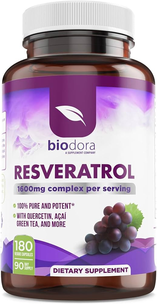 Resveratrol 1600mg, Trans-Resveratrol Antioxidant Supplement with Green Tea, Grape Seed Extract a... | Amazon (US)