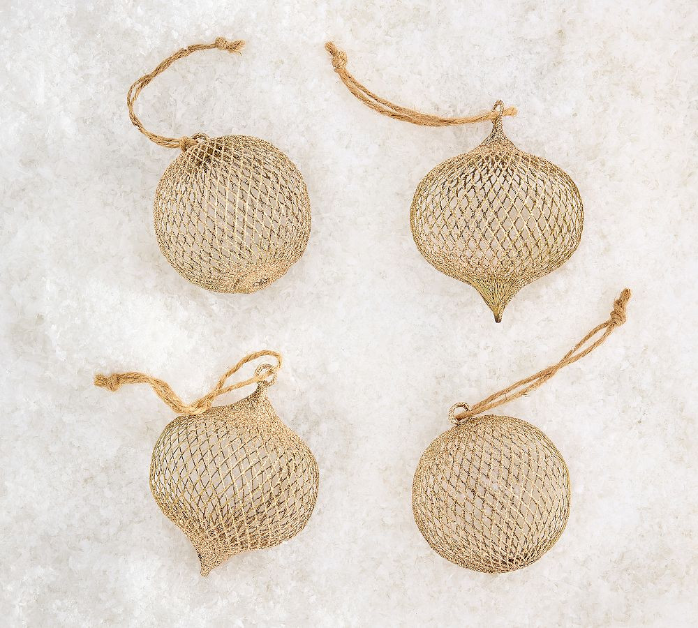 Mixed Gold Cage Ornaments - Set of 4 | Pottery Barn (US)