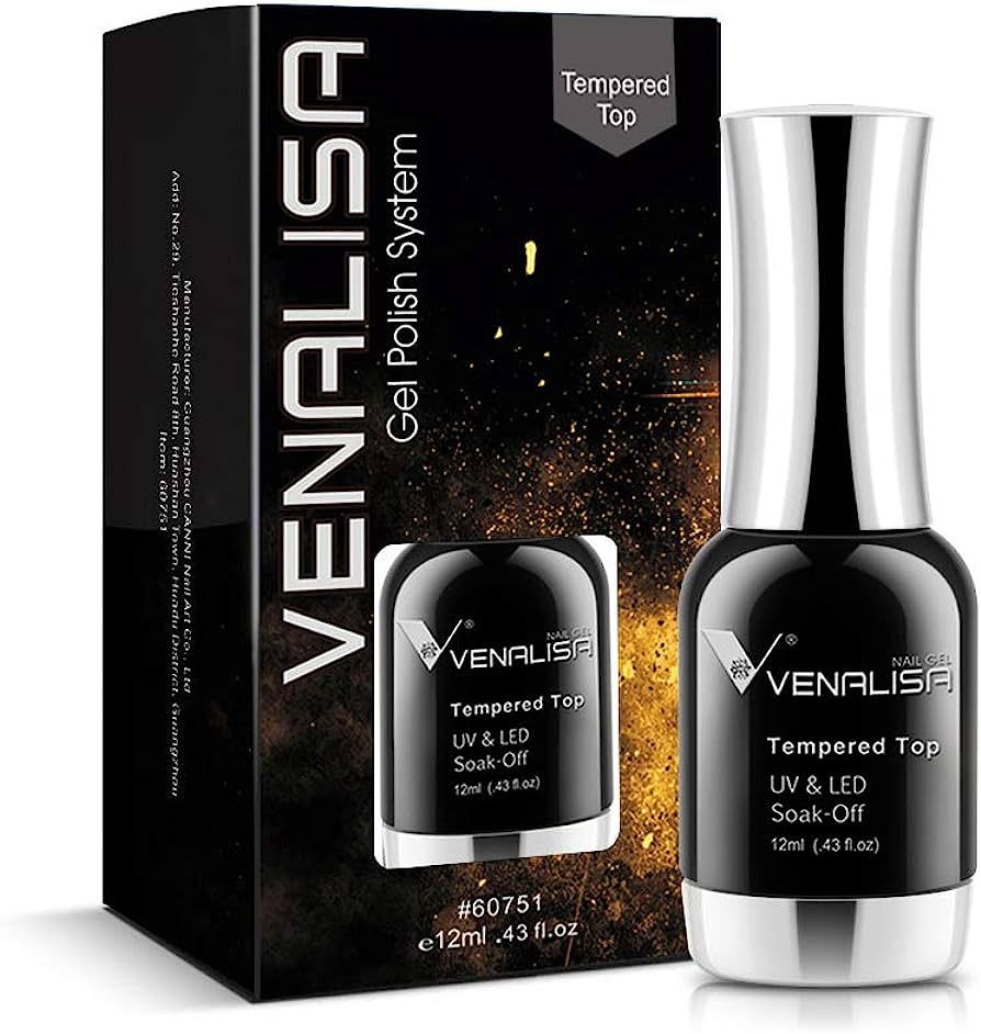 VENALISA 12ML No Wipe Tempered Top Coat, Scratch Resistant Long Lasting High Gloss Soak Off Clear... | Amazon (US)