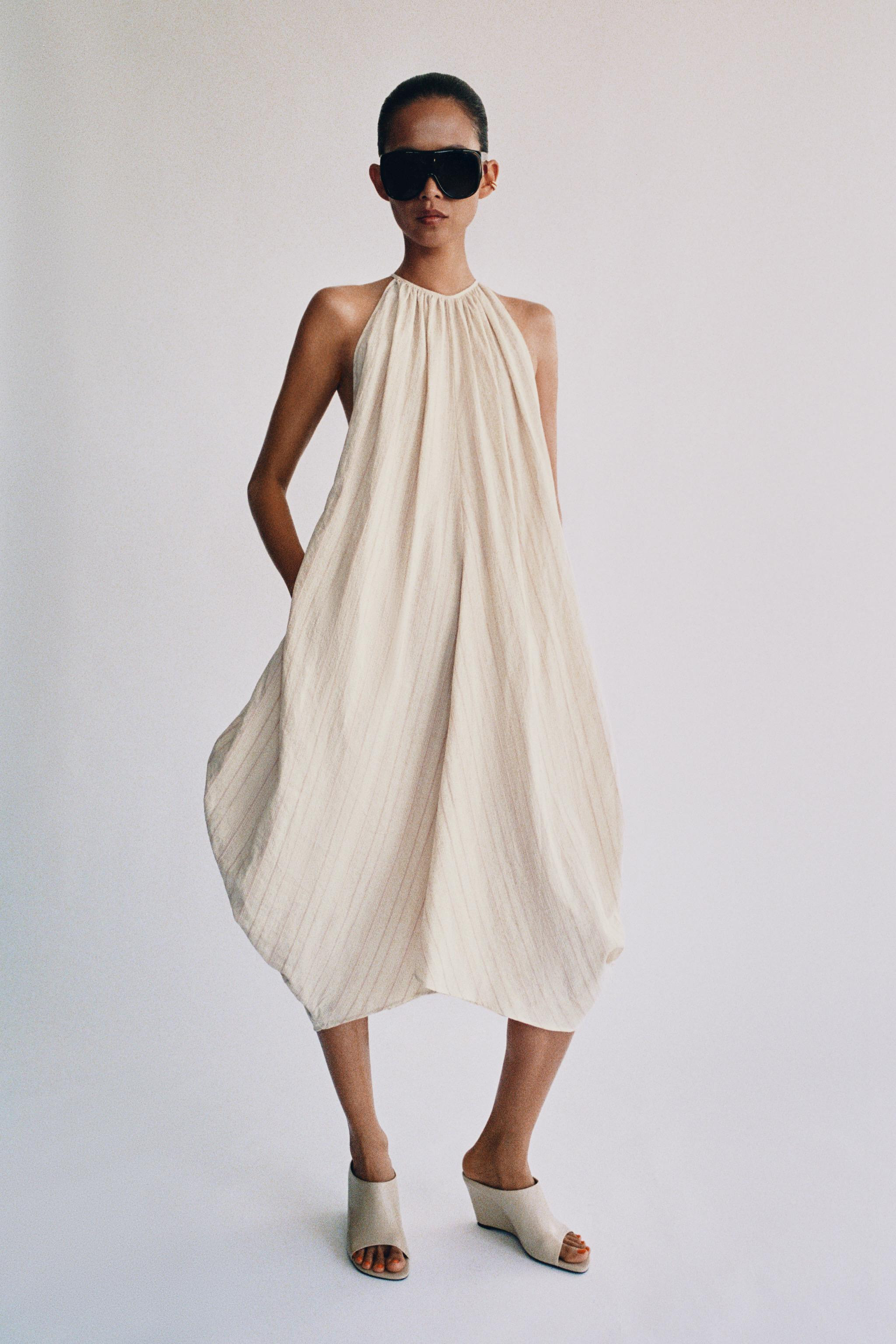 ZW COLLECTION LINEN BLEND HALTER DRESS | Zara UK