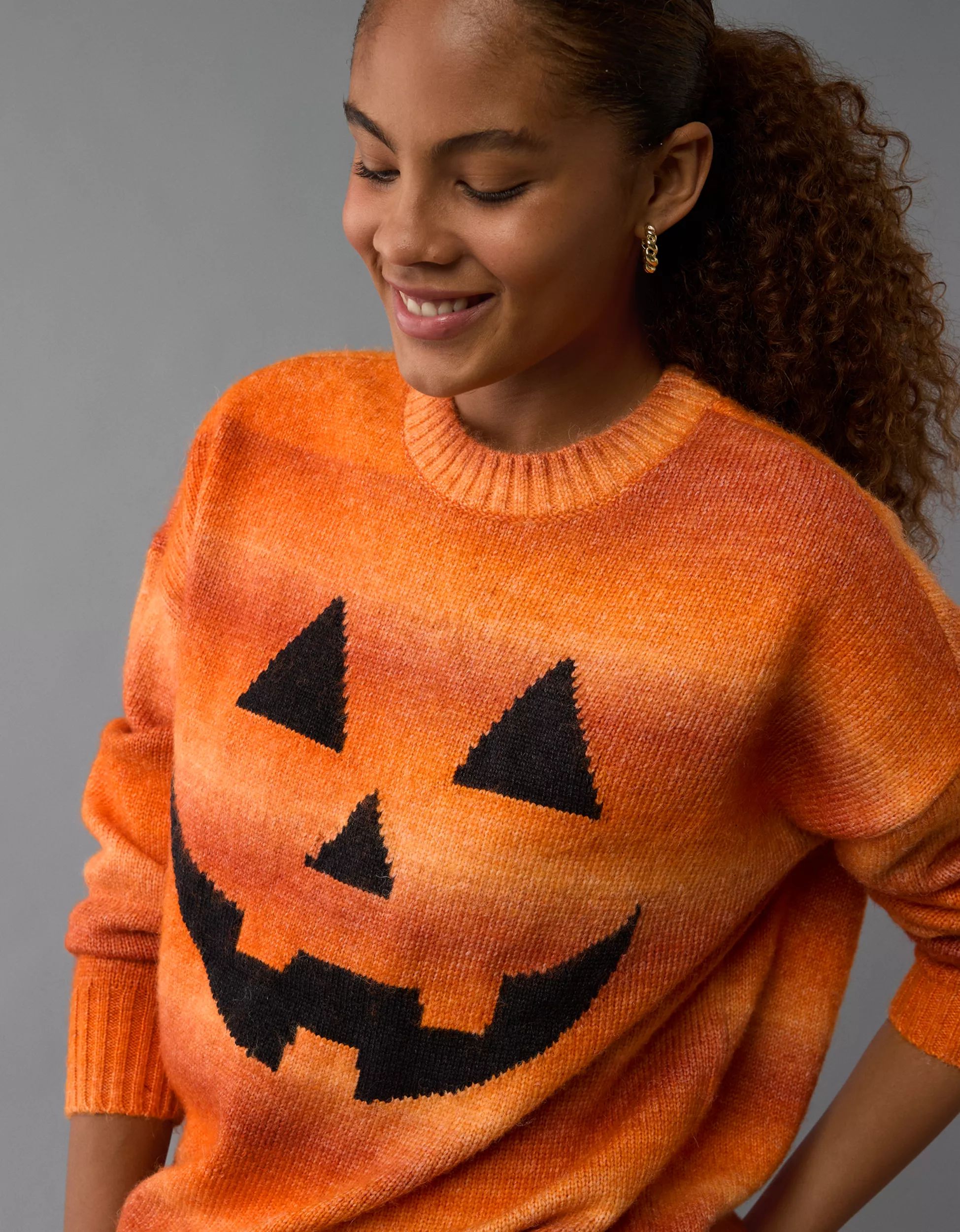 AE Halloween Striped Pumpkin Sweater | American Eagle Outfitters (US & CA)