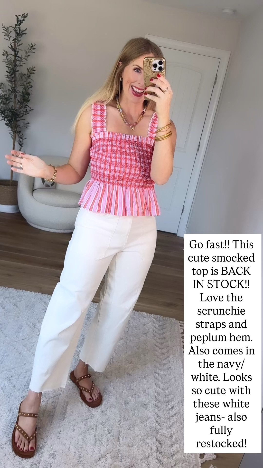 Walmart try on, free assembly, smocked peplum, white jeans

#LTKootd #LTKmomlife