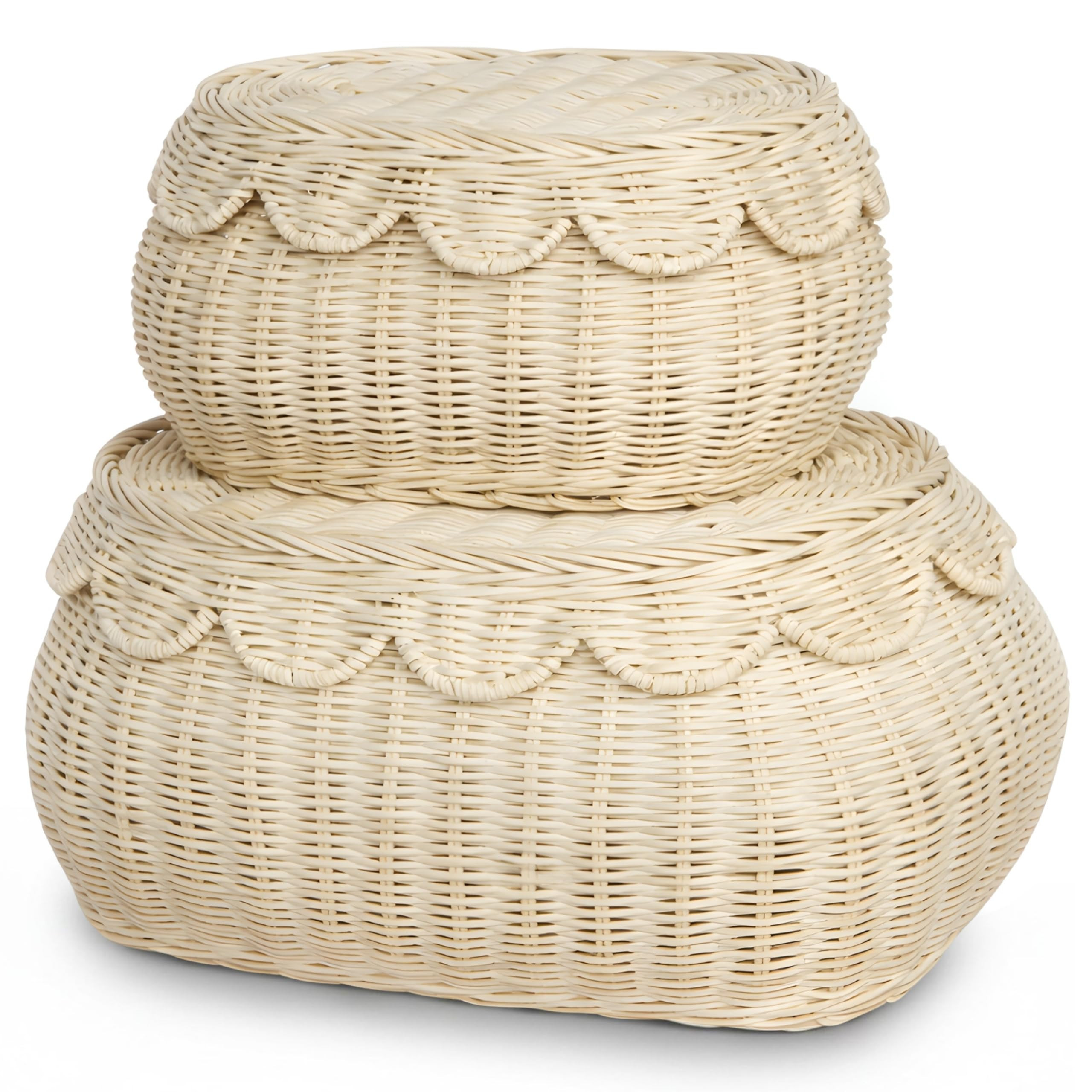 BEBE BASK The Original Scalloped Basket Set Of 2 - Small Scallop Basket - 15 x 10 x 6 In - Hand-W... | Amazon (US)