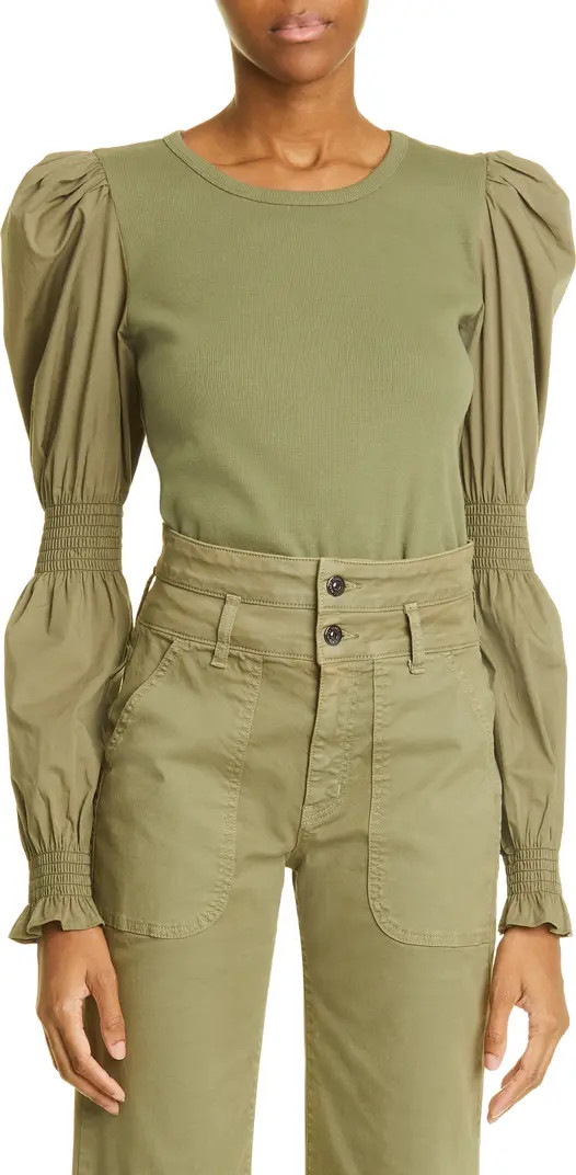 Veronica Beard Fawn Ribbed Stretch Cotton Top | Nordstrom | Nordstrom