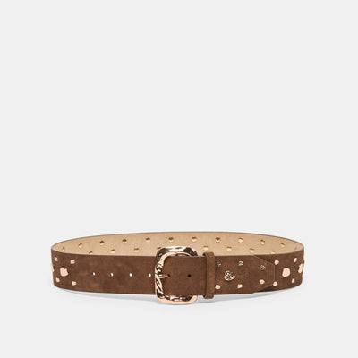 Rectangle Buckle Studded Belt in Brown Size XS/S By Dolce Vita | DolceVita.com