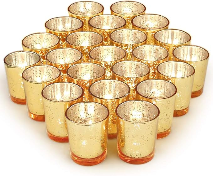 Volens Gold Party Decorations 72pcs, Mercury Glass Gold Votive Candle Holders Set for Wedding, Br... | Amazon (US)