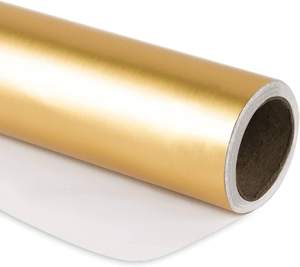 RUSPEPA Golden Metallic Wrapping Paper - Solid Color Matte Paper Perfect for Wedding,Birthday,Chr... | Amazon (US)