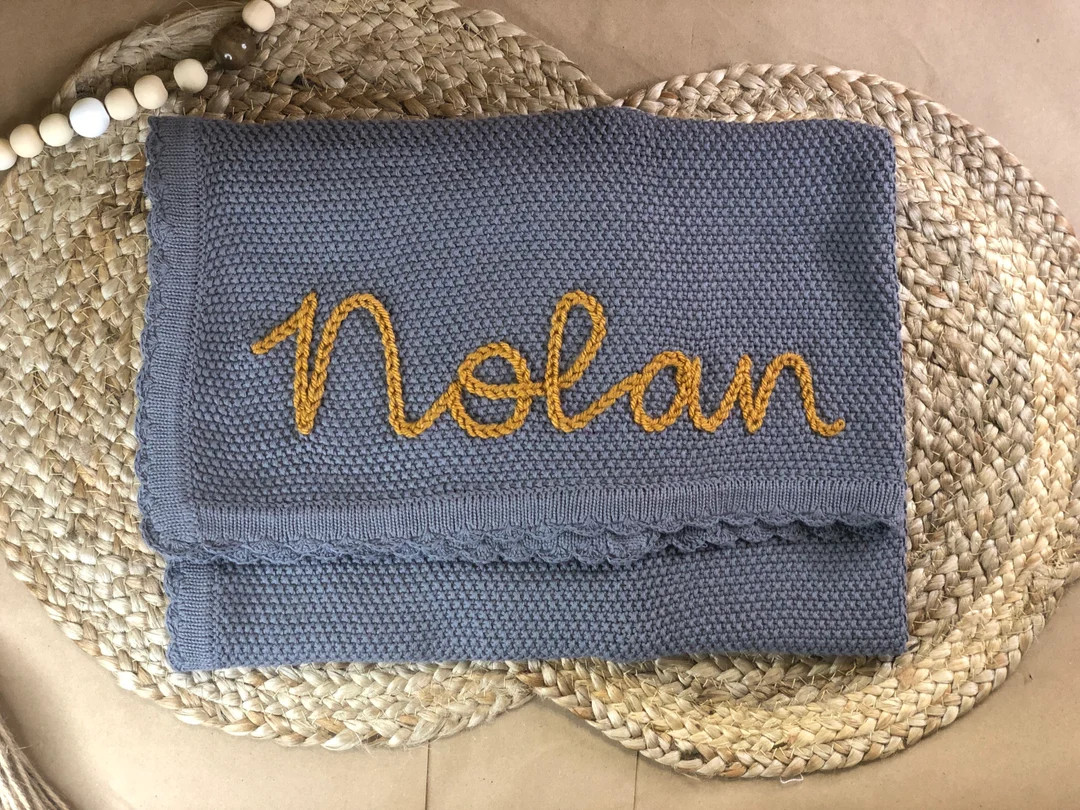 Hand Embroidered Personalized Baby Blanket - Etsy | Etsy (US)