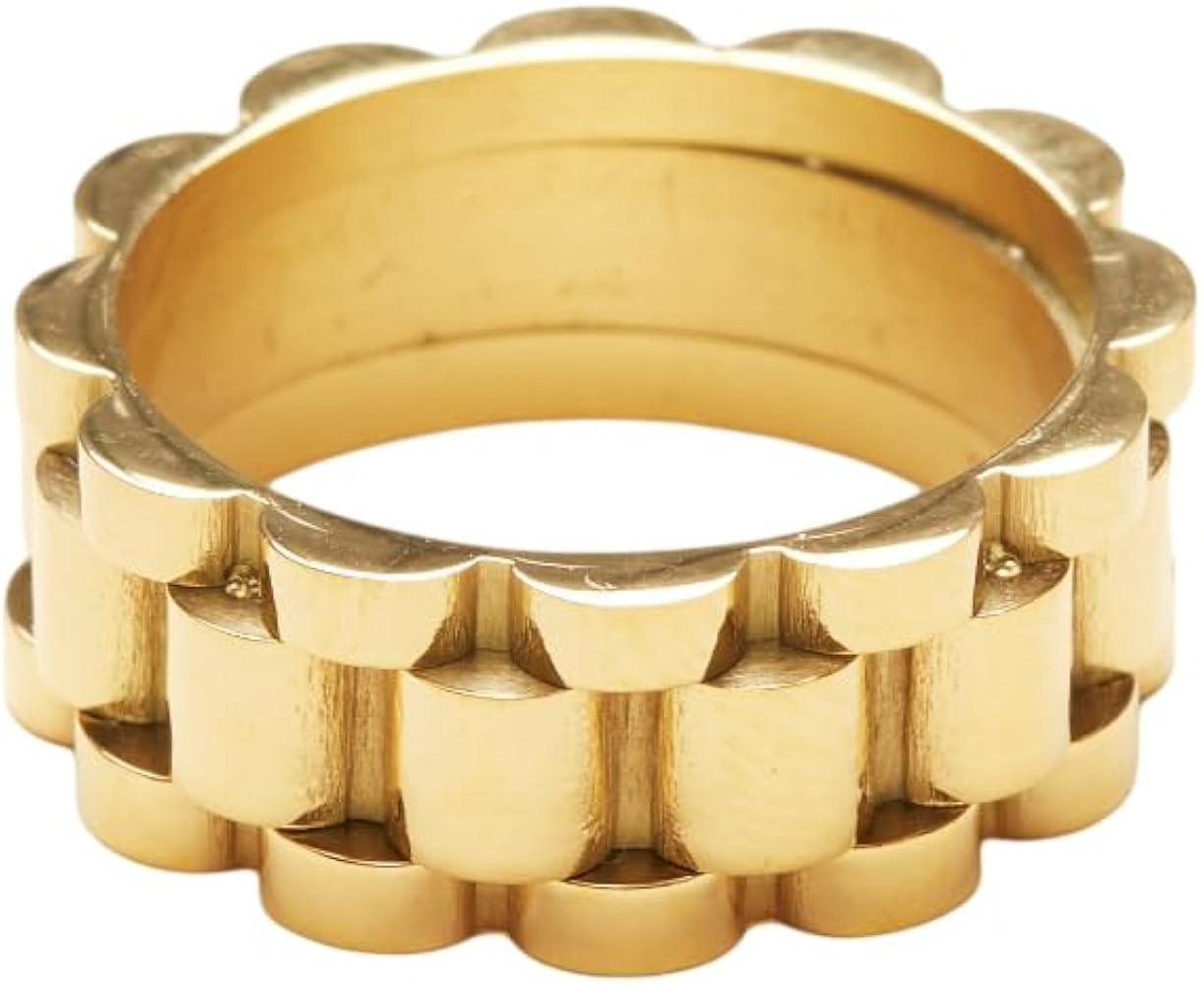 Shapes Studio 18K Gold Plated Belt Chain Ring, Gold Rings for Women, Stacking Rings, Gold Band Mi... | Amazon (US)